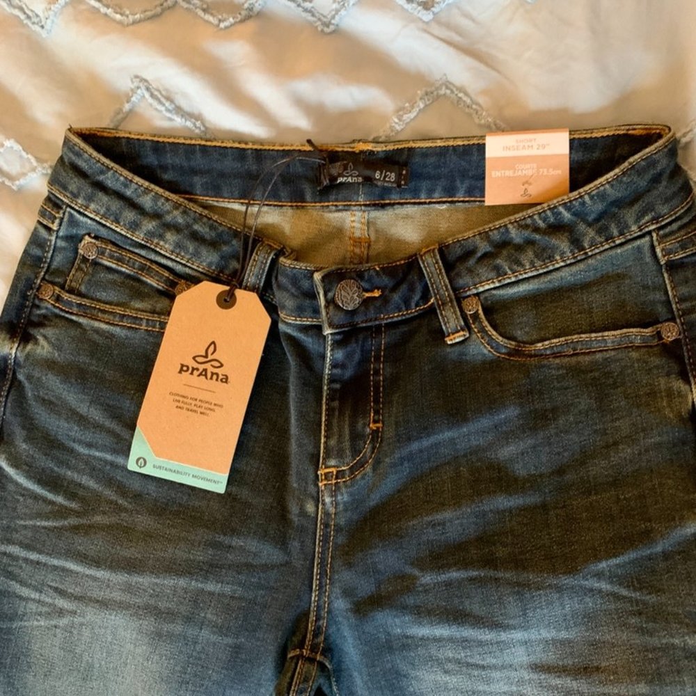 Prana NWT London Short Inseam Skinny Jeans Sz 6 Heritage wash W4LJSH316